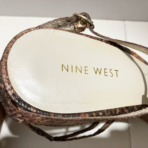 Nine West Sandals | Brown Snakeskin Print | Wedge Heels | Size 10M - Picture 3 of 10